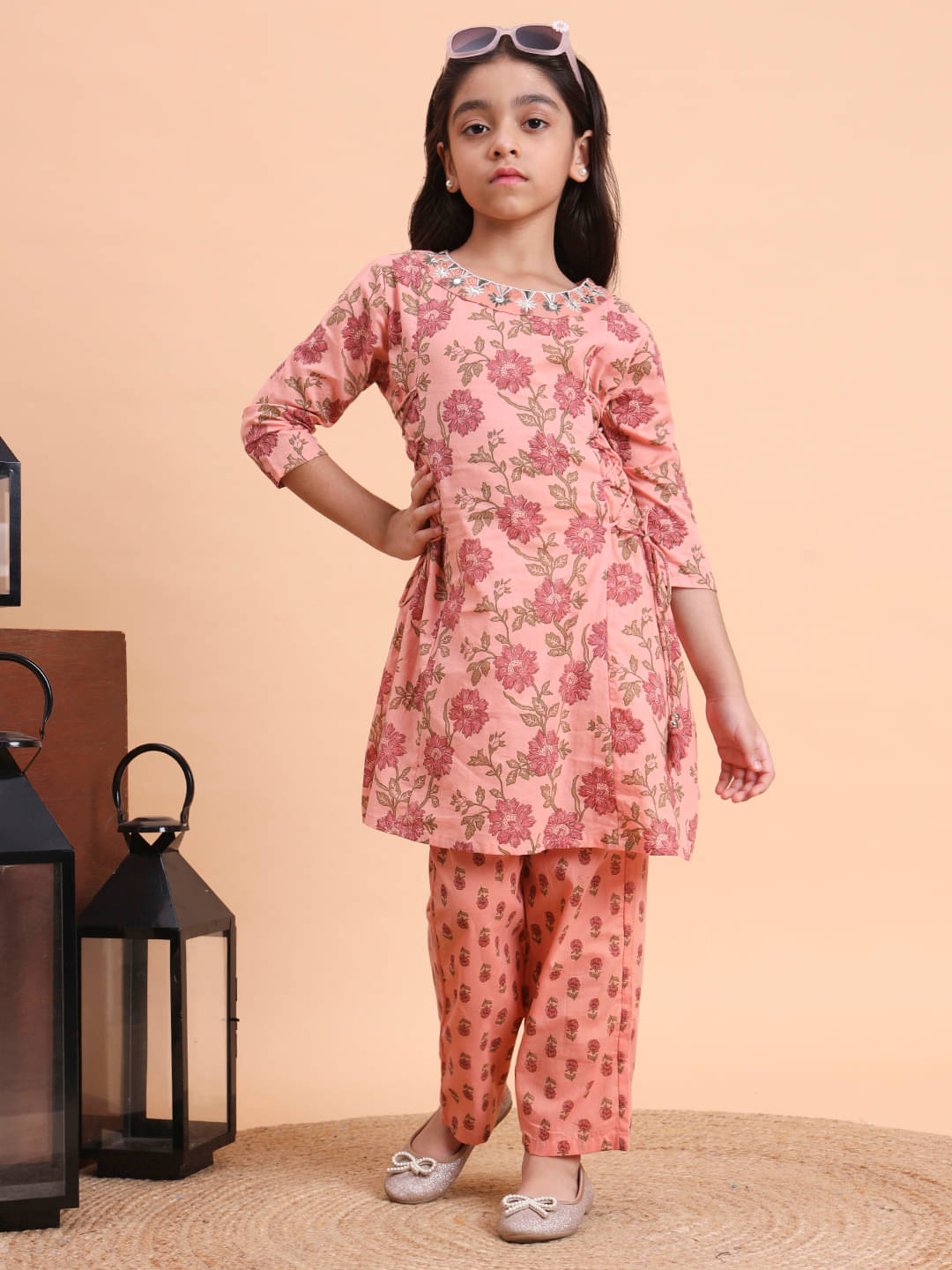     			Flamboyant Pack of 1 Girls Cotton Shirt & Palazzo ( PeachPuff )
