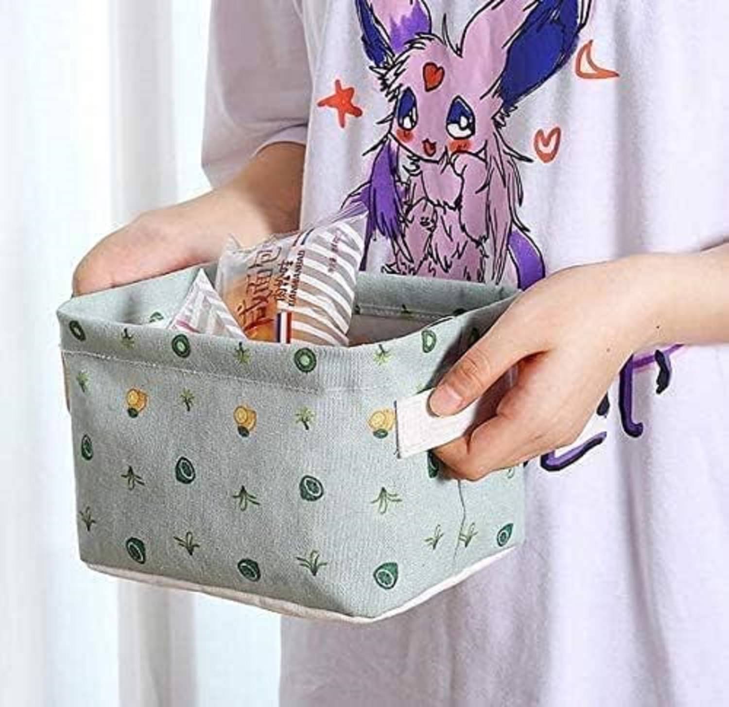     			Foldable Storage Box Canvas Fabric Baskets For Organizing With Handles, Rectangle Small, Cube, Foldable Multipurpose Box, Closet, Desk, Baby Storage Organizer (Pack of 1 (Small))