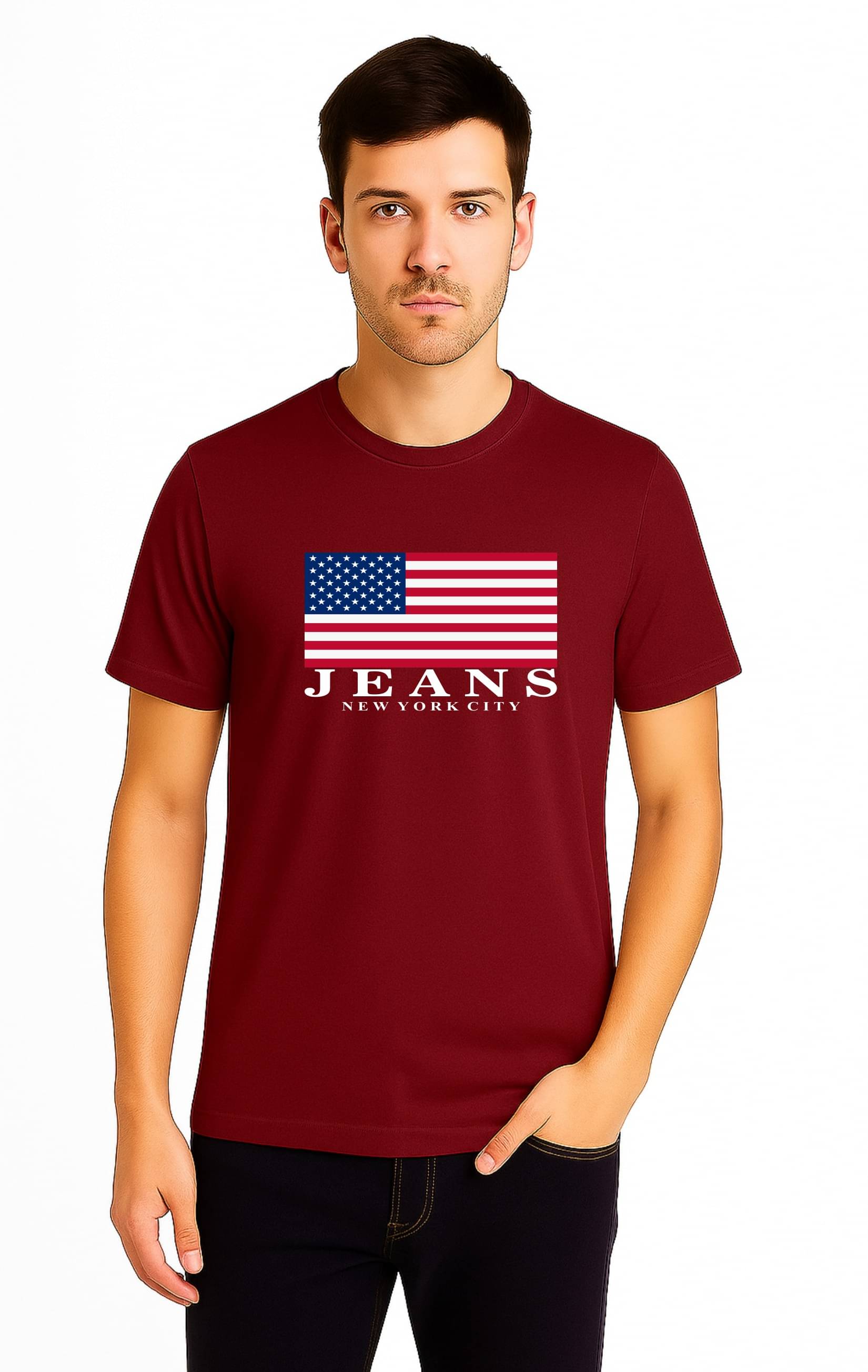 GARBFEB Men Cotton Blend Regular Fit Printed T-Shirt ( Maroon ) GARBFEB Men Cotton Blend Regular Fit Printed T-Shirt ( Maroon )