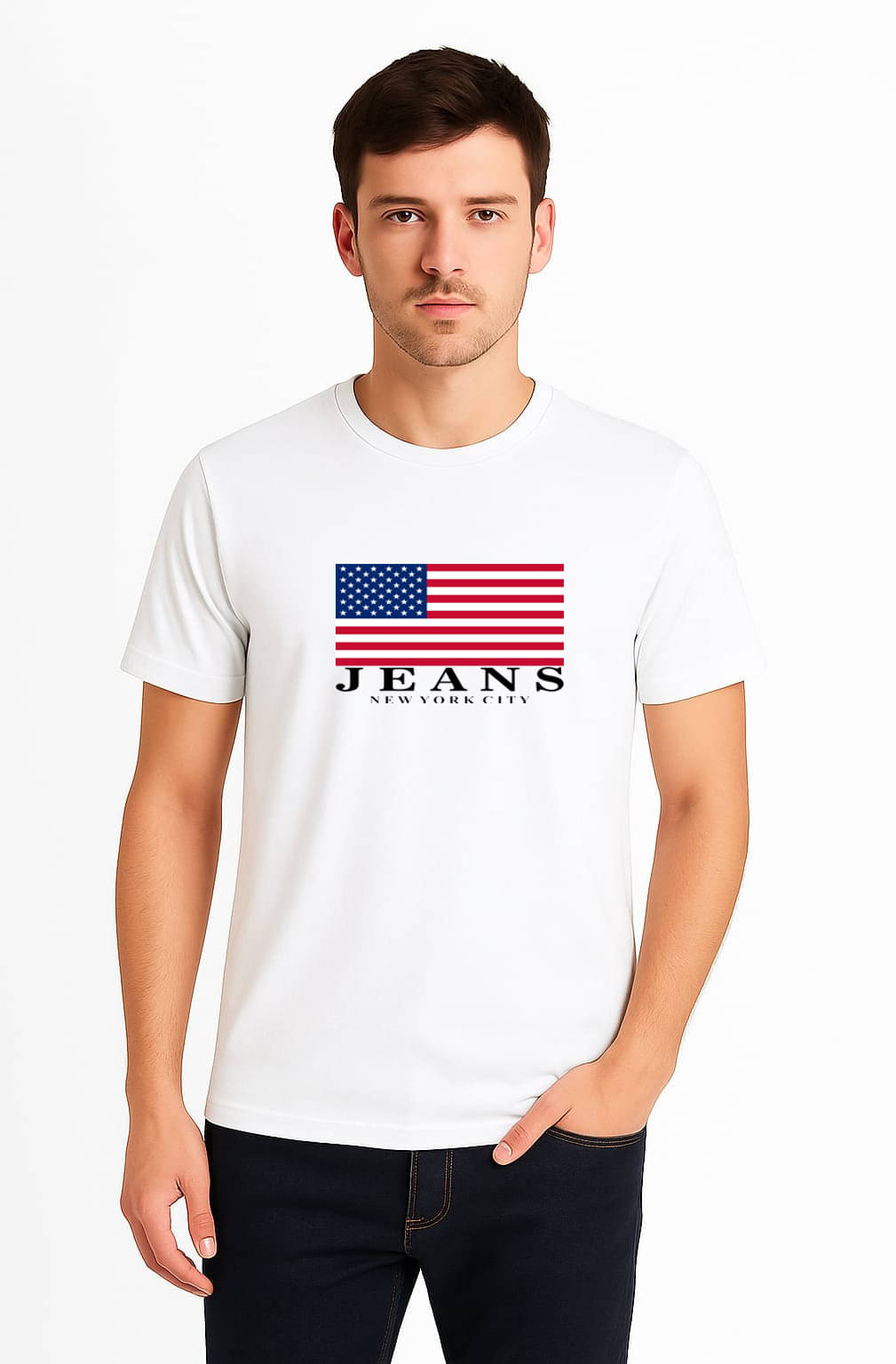     			GARBFEB Men Cotton Blend Regular Fit Printed T-Shirt ( White )