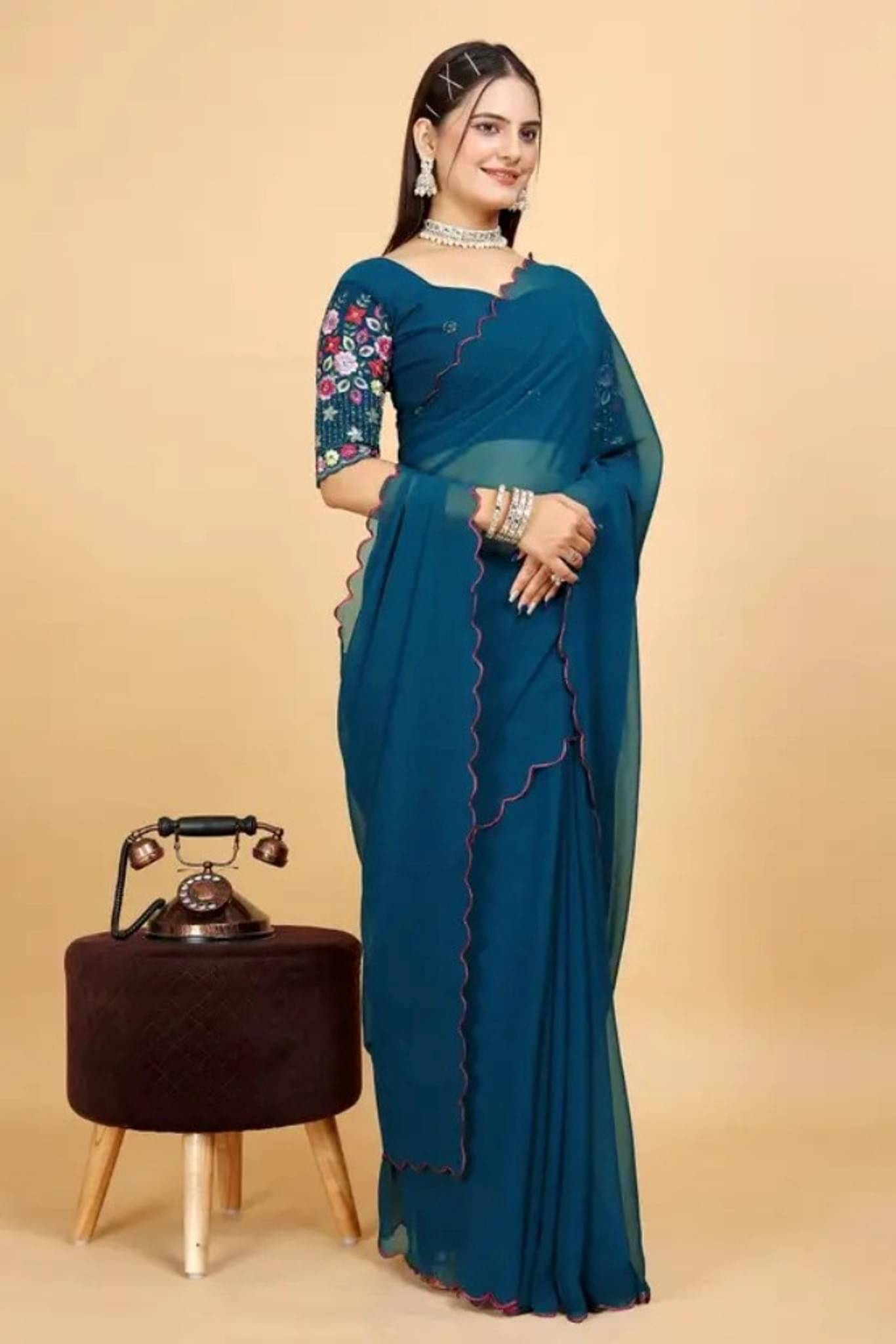 GENRIC 03 Georgette Self Design Dharmavaram Saree With Unstitched Blouse Piece ( Light Blue ) GENRIC 03 Georgette Self Design Dharmavaram Saree With Unstitched Blouse Piece ( Light Blue )