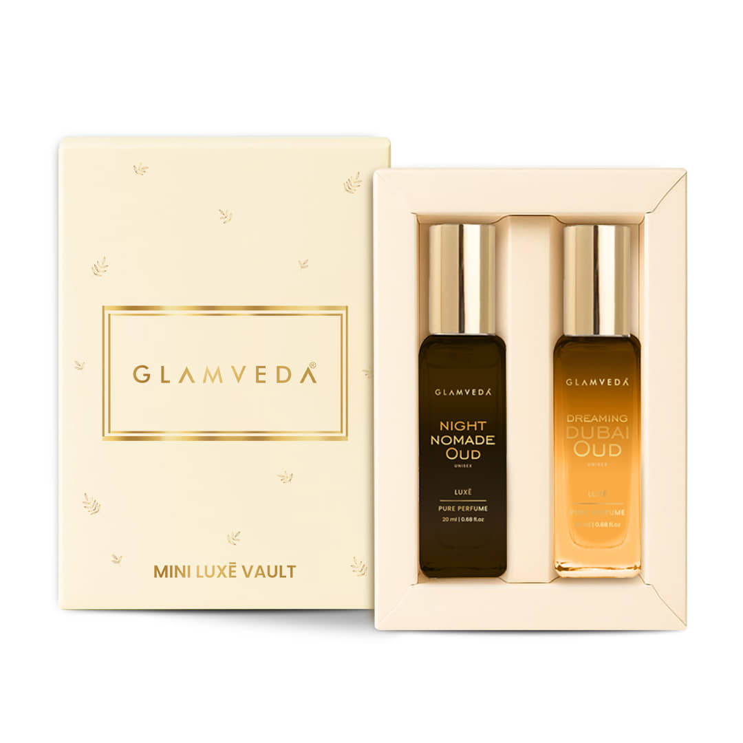 Glamveda Desert Dreams Duo - Dreaming Dubai Oud & Night Nomade Oud Luxury Pure Perfume, Long-Lasting, 20ml each (Pack of 2)