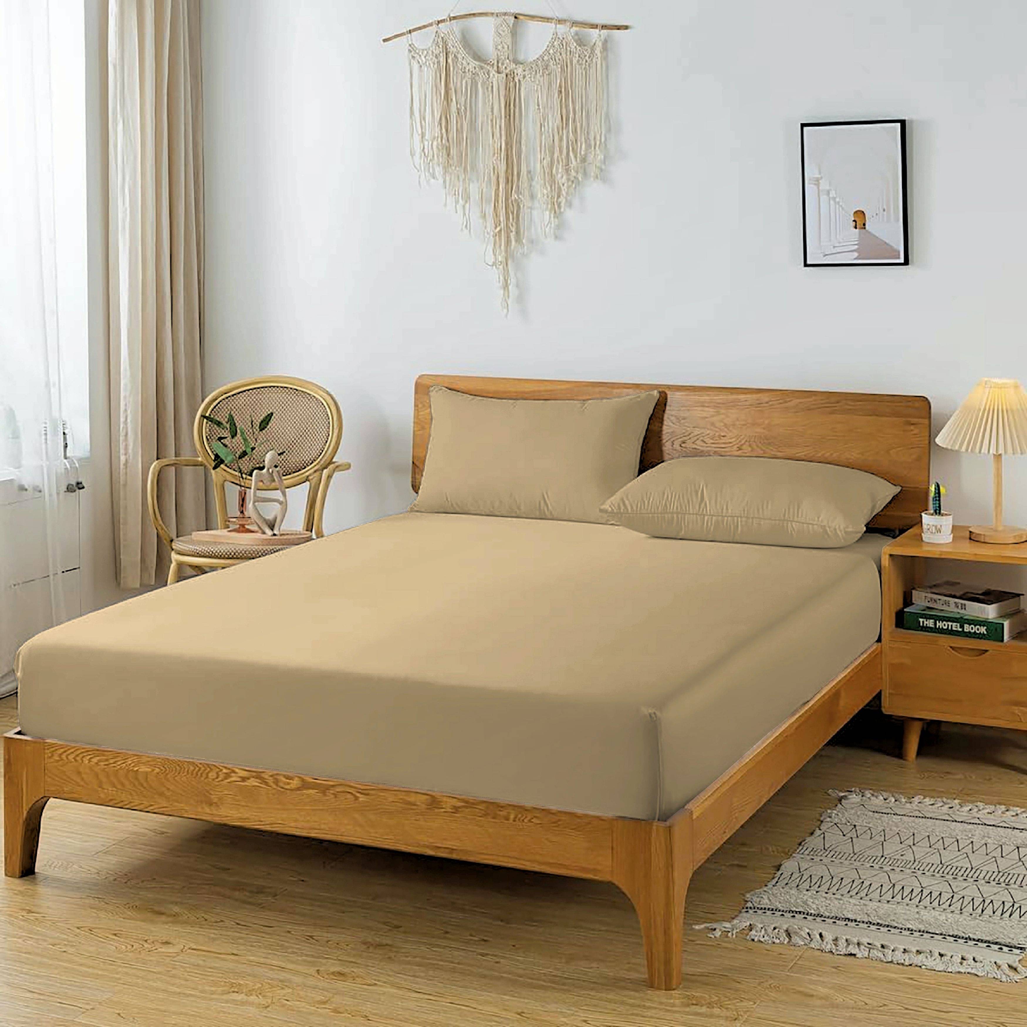     			HIDECOR Microfiber 1 Double King Bedsheet with 2 Pillow Covers ( Beige )