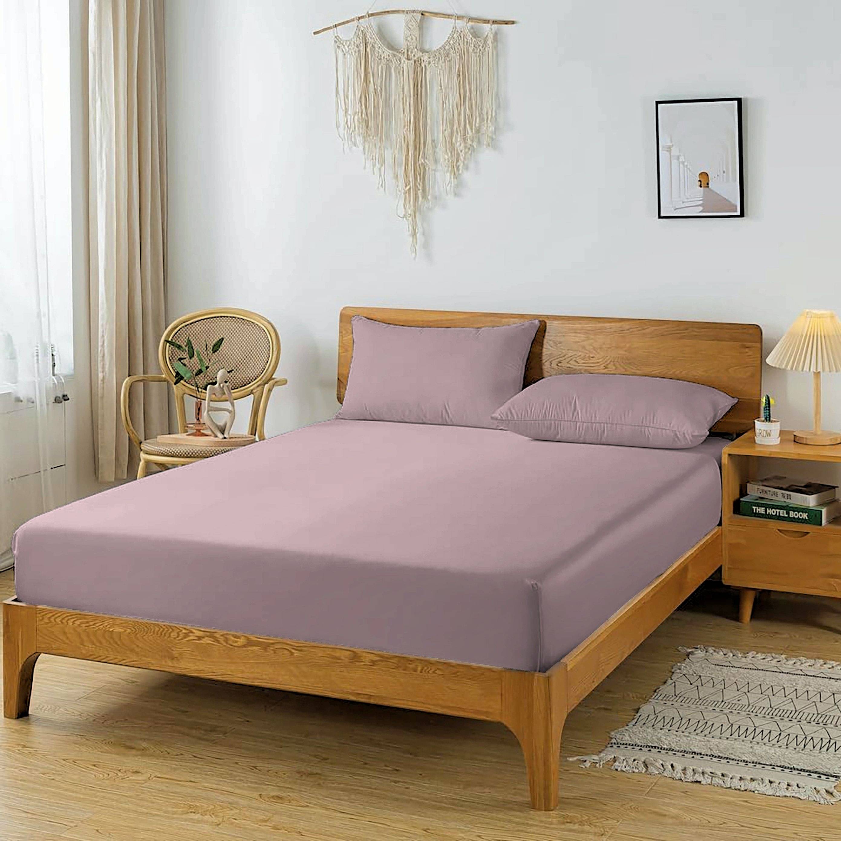     			HIDECOR Microfiber 1 Double King Bedsheet with 2 Pillow Covers ( Lavender )
