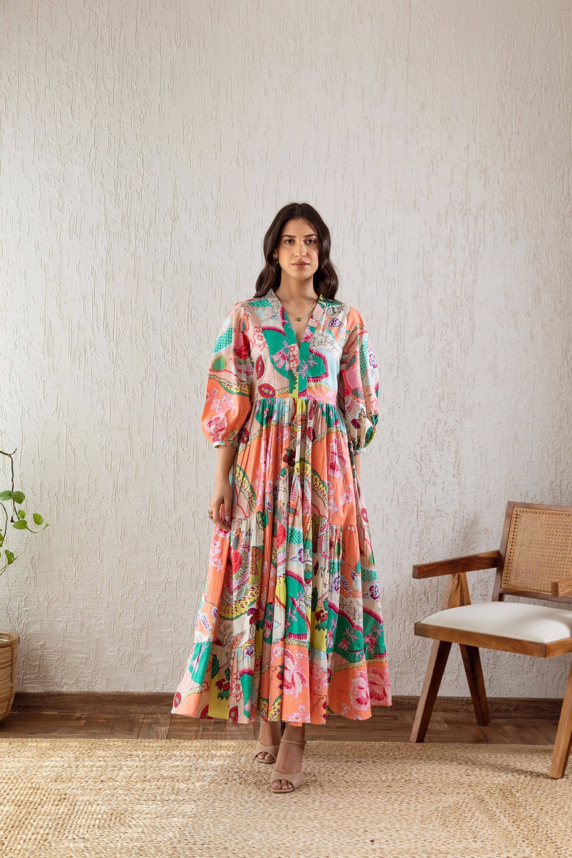 Honky Tonky Women Crepe Printed Fit & Flare Dress ( Multicolor ) Honky Tonky Women Crepe Printed Fit & Flare Dress ( Multicolor )