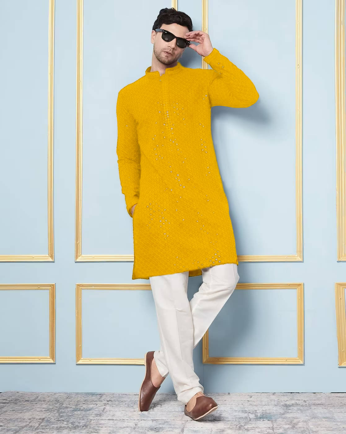 Indian Poshakh Yellow Cotton Blend Men's Regular Kurta ( Pack of 1 ) Indian Poshakh Yellow Cotton Blend Men's Regular Kurta ( Pack of 1 )