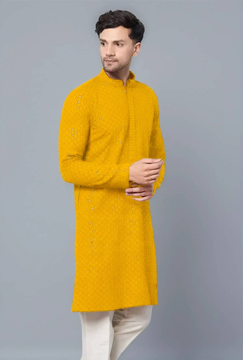Indian Poshakh Yellow Cotton Blend Men's Regular Kurta ( Pack of 1 ) Indian Poshakh Yellow Cotton Blend Men's Regular Kurta ( Pack of 1 )