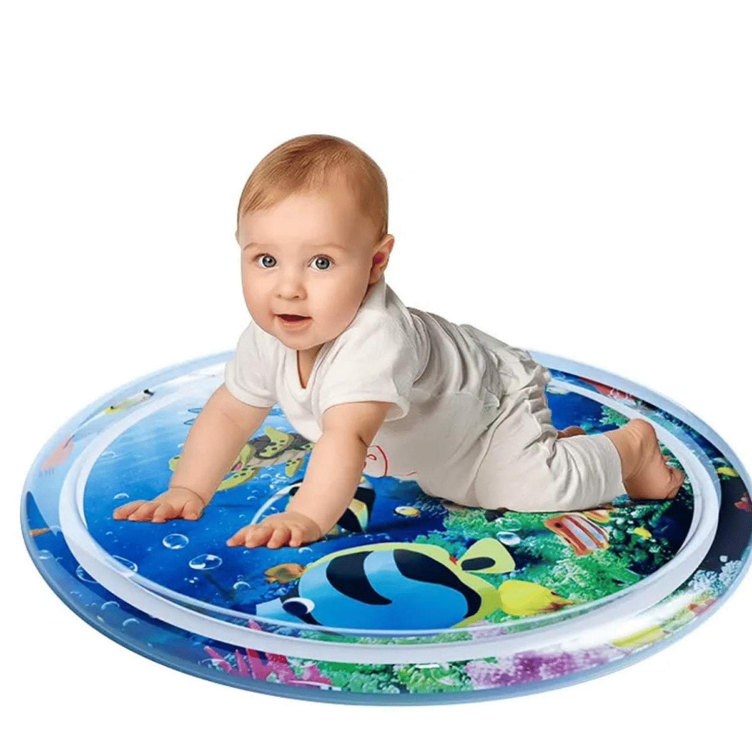     			Infant Toy Gift Activity Play Mat,Baby Infant Toddlers Inflatable Water Play Floor Mat Children Growth Activity Tool Baby Water Mat Toy Skin Compatible with Baby Round Clean Mat