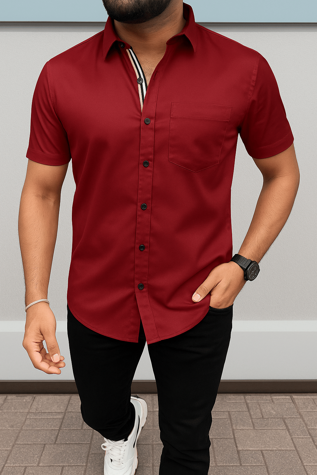 J V Brothers Cotton Blend Regular Fit Half Sleeves Men's Formal Shirt - Maroon ( Pack of 1 ) J V Brothers Cotton Blend Regular Fit Half Sleeves Men's Formal Shirt - Maroon ( Pack of 1 )