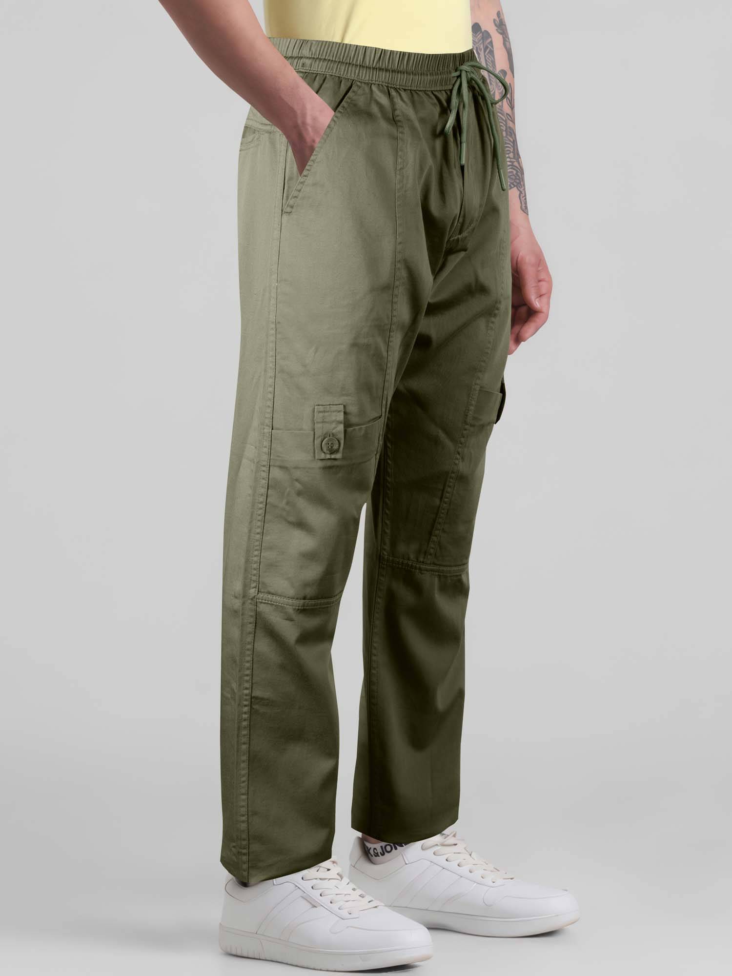     			JB JUST BLACK Relax Flat Men's Cargos - Green ( Pack of 1 )