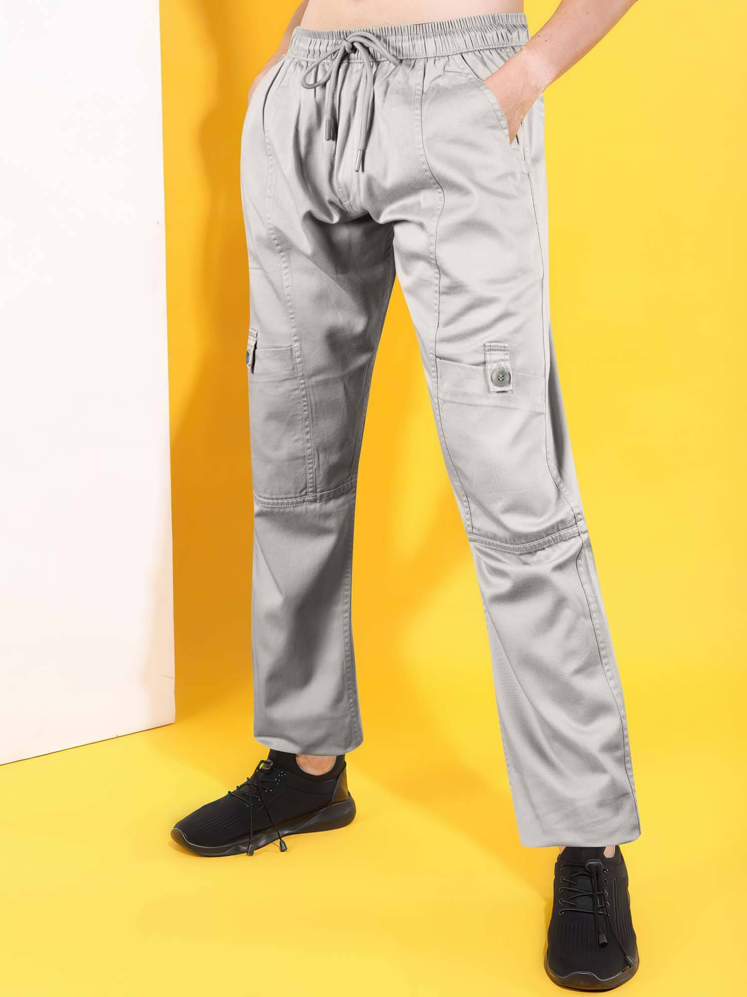     			JB JUST BLACK Relax Flat Men's Cargos - Grey ( Pack of 1 )