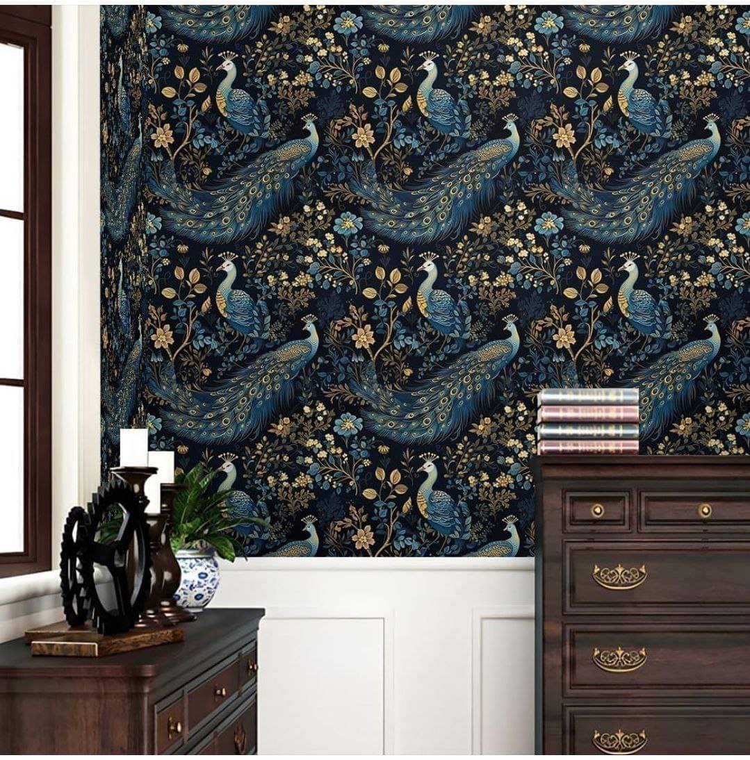 K SHOP, PEACOCK Floral Self-Adhesive Wallpaper PVC Peel & Kitchen & Furniture Makeover(45x500 cm) K SHOP, PEACOCK Floral Self-Adhesive Wallpaper PVC Peel & Kitchen & Furniture Makeover(45x500 cm)