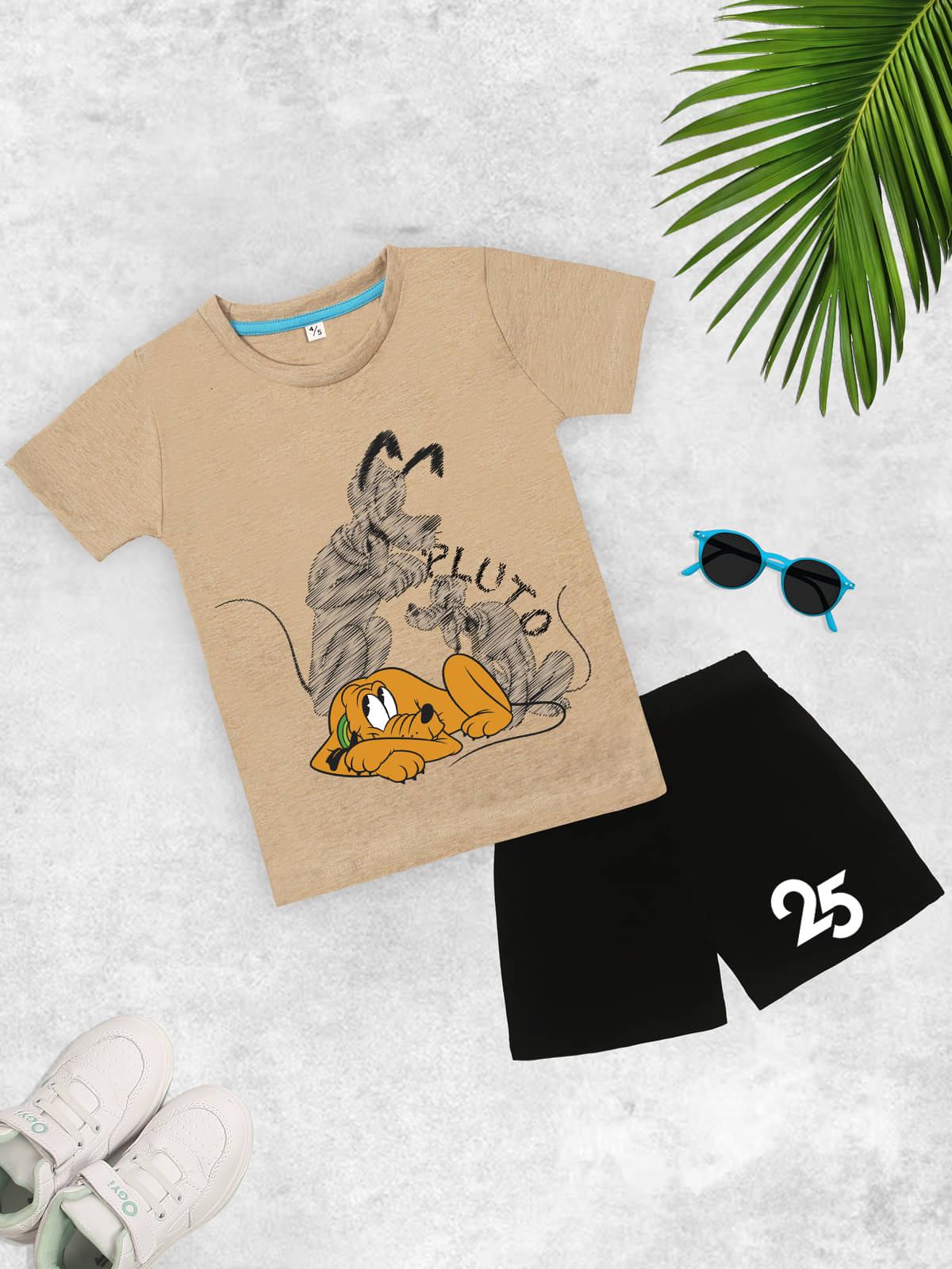     			Kidscraft Pack of 1 Unisex Cotton T-Shirt & Shorts Set ( Brown )