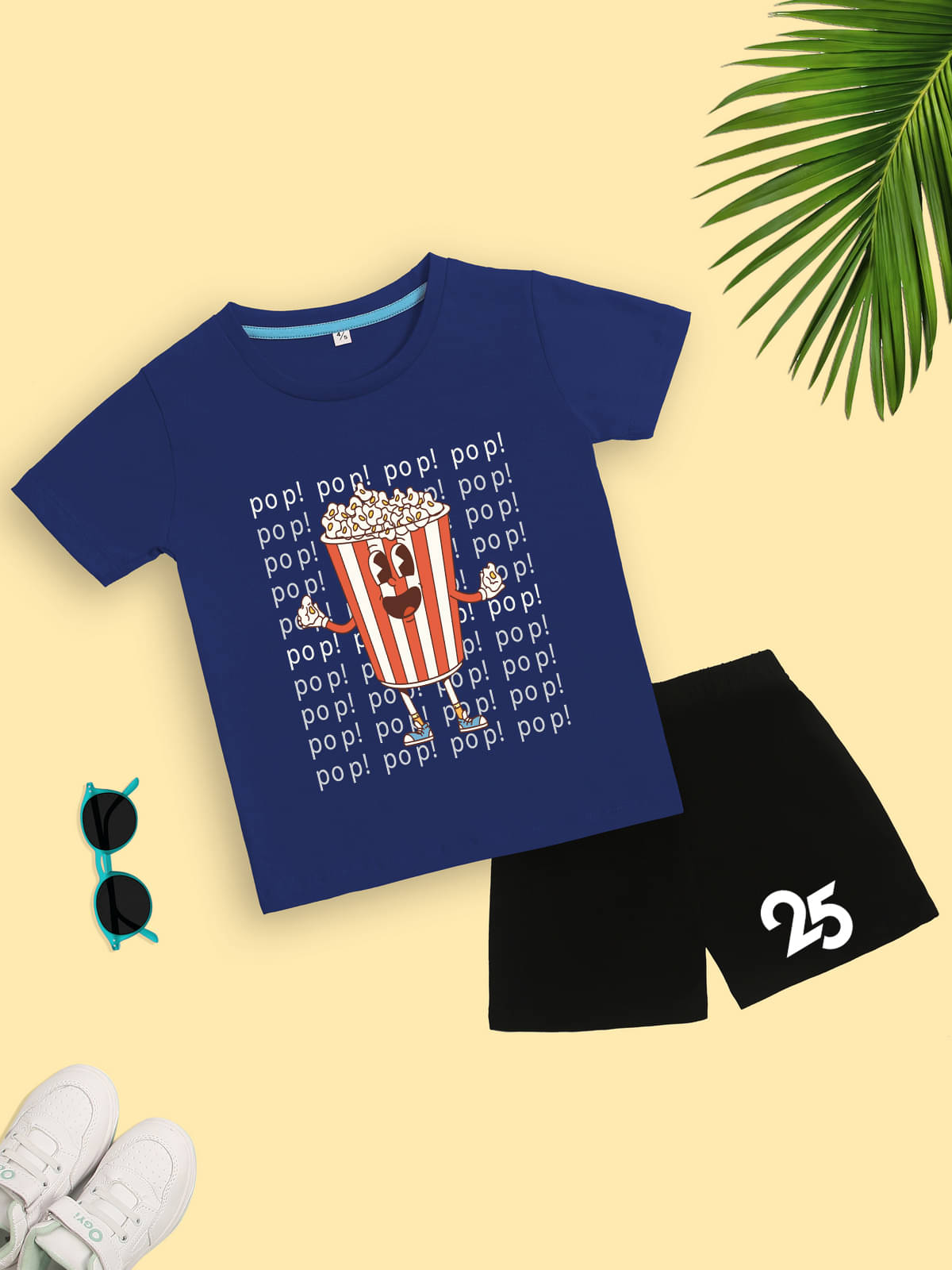     			Kidscraft Pack of 1 Unisex Cotton T-Shirt & Shorts Set ( Blue )