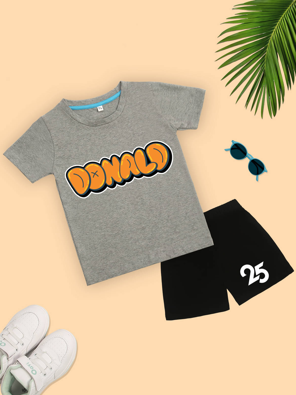     			Kidscraft Pack of 1 Unisex Cotton T-Shirt & Shorts Set ( Grey )