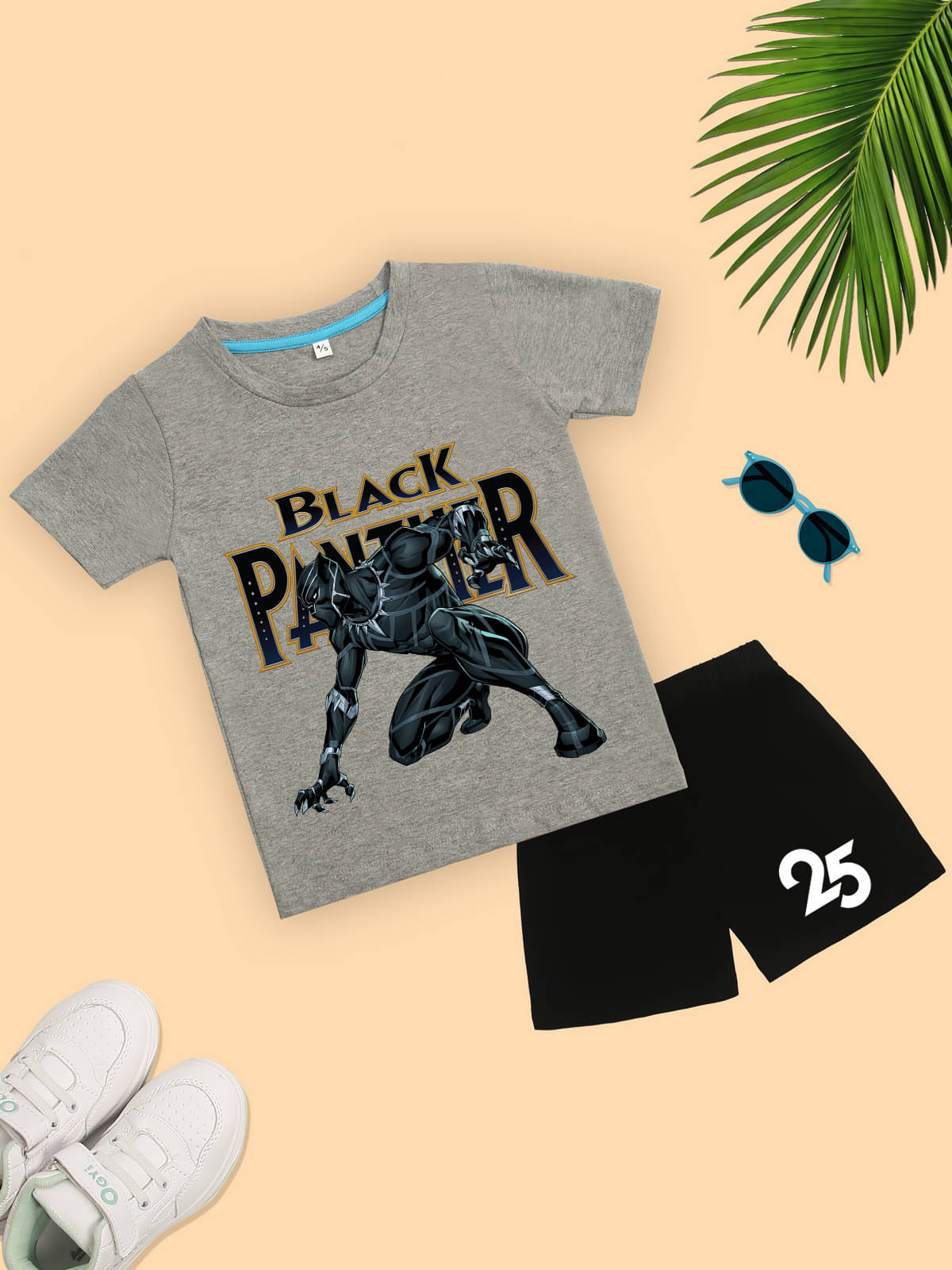     			Kidscraft Pack of 1 Unisex Cotton T-Shirt & Shorts Set ( Grey )