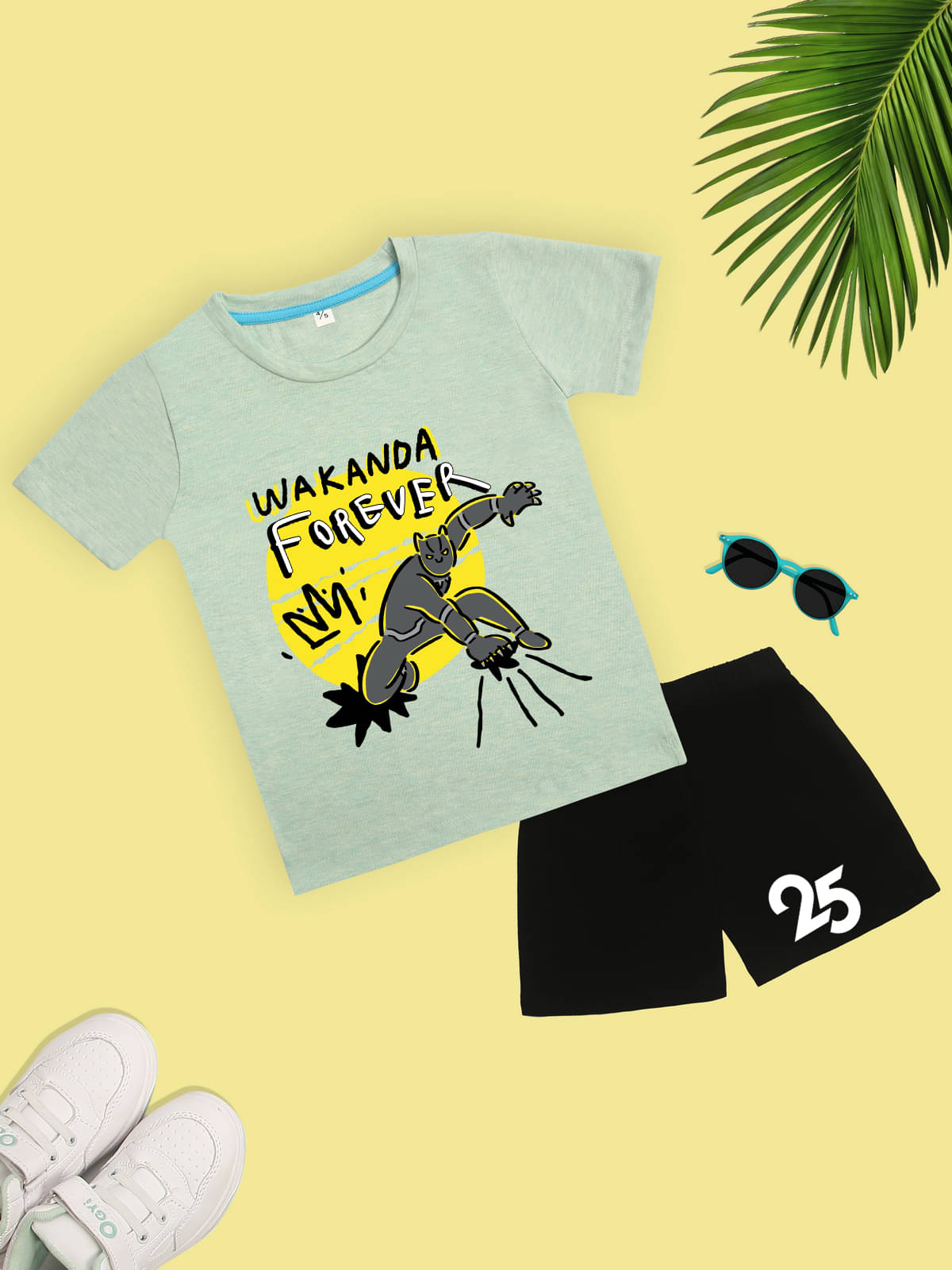 Kidscraft Pack of 1 Unisex Cotton T-Shirt & Shorts Set ( Sea Green ) Kidscraft Pack of 1 Unisex Cotton T-Shirt & Shorts Set ( Sea Green )