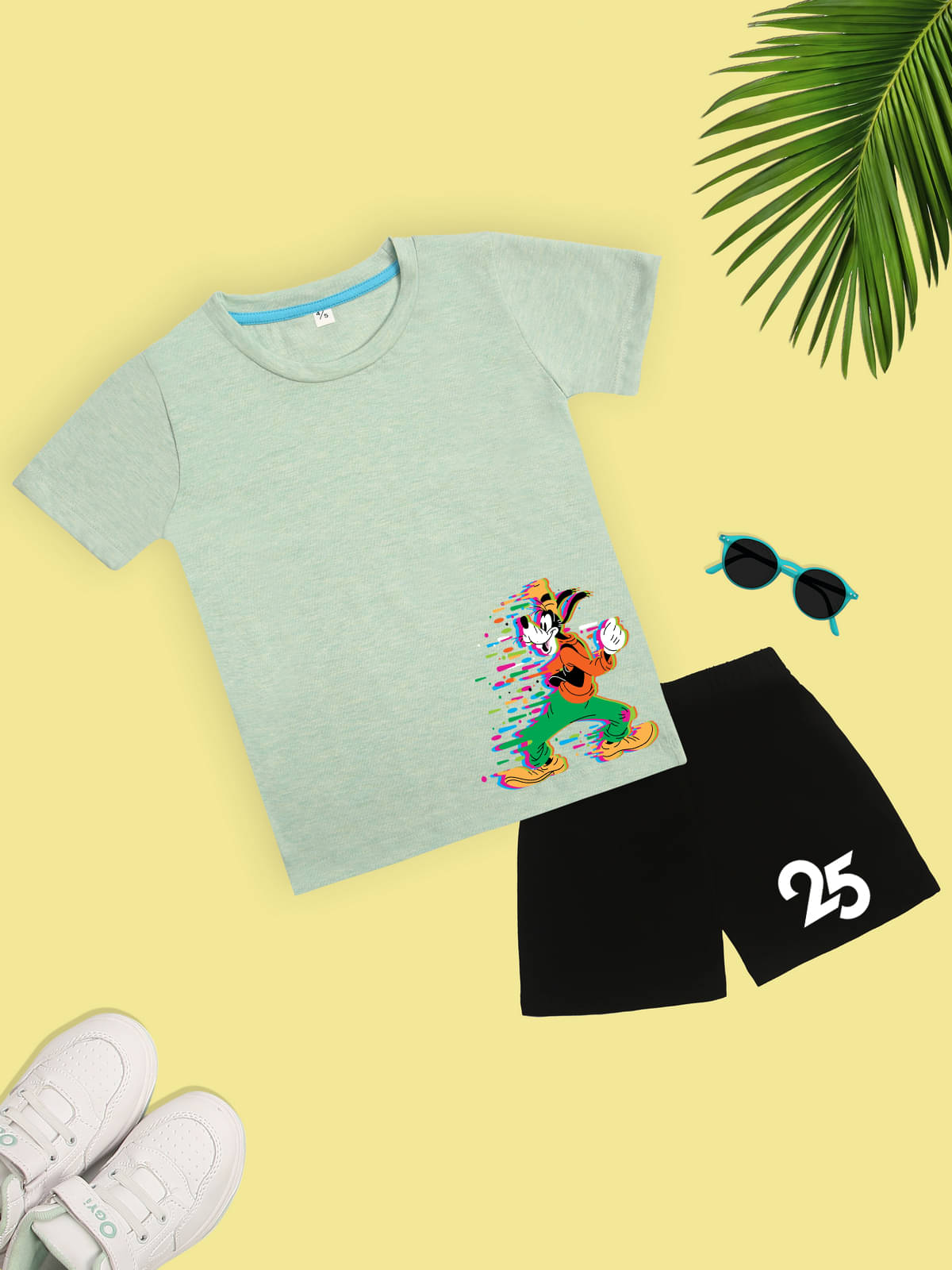 Kidscraft Pack of 1 Unisex Cotton T-Shirt & Shorts Set ( Sea Green ) Kidscraft Pack of 1 Unisex Cotton T-Shirt & Shorts Set ( Sea Green )