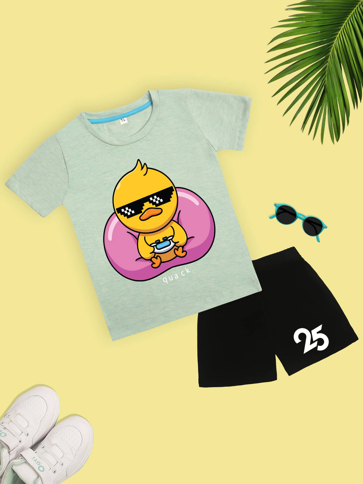 Kidscraft Pack of 1 Unisex Cotton T-Shirt & Shorts Set ( Sea Green ) Kidscraft Pack of 1 Unisex Cotton T-Shirt & Shorts Set ( Sea Green )