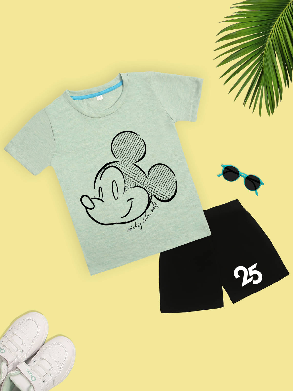 Kidscraft Pack of 1 Unisex Cotton T-Shirt & Shorts Set ( Sea Green ) Kidscraft Pack of 1 Unisex Cotton T-Shirt & Shorts Set ( Sea Green )