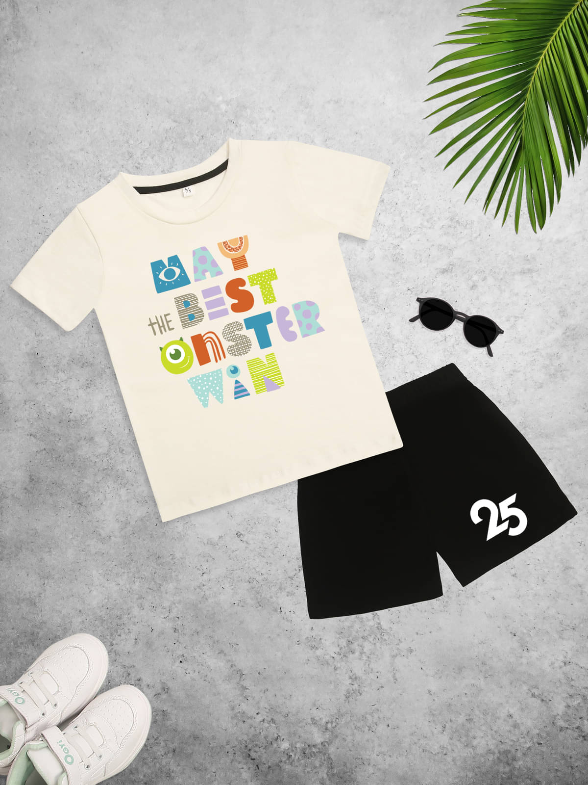     			Kidscraft Pack of 1 Unisex Cotton T-Shirt & Shorts Set ( White )