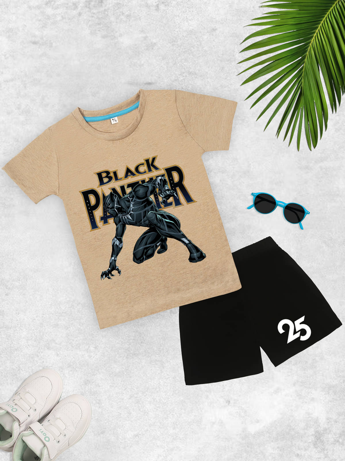     			Kidscraft Pack of 1 Unisex Cotton T-Shirt & Shorts Set ( Brown )