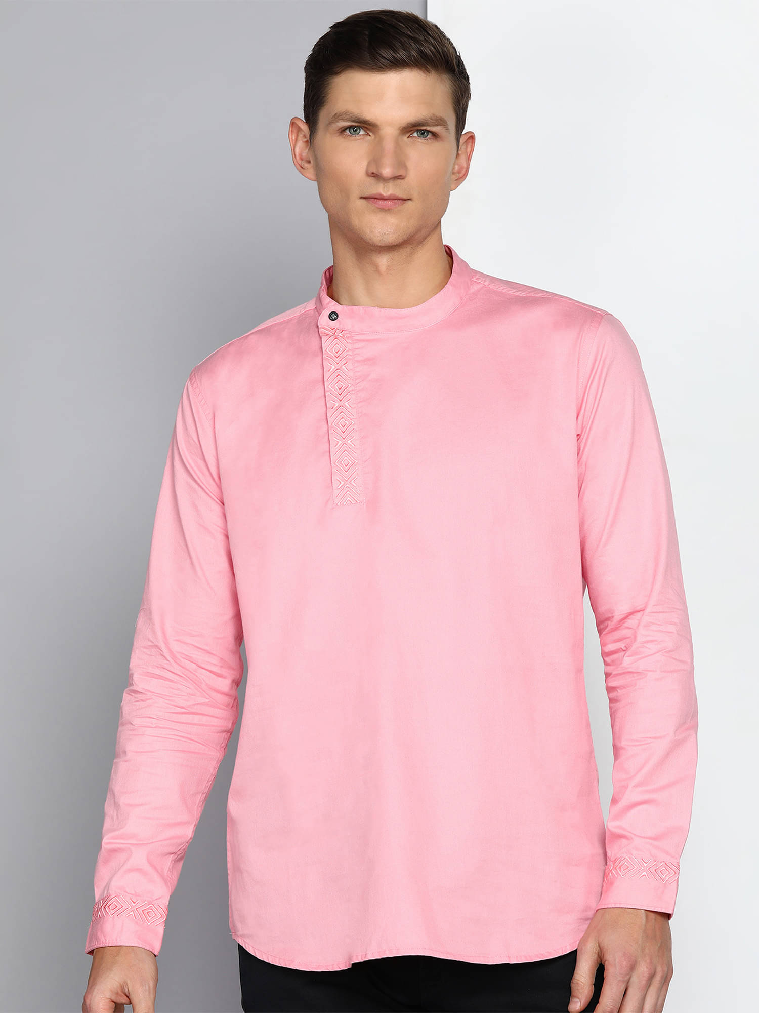     			Kuons Avenue Pink Cotton Men's Angrakha Kurta ( Pack of 1 )