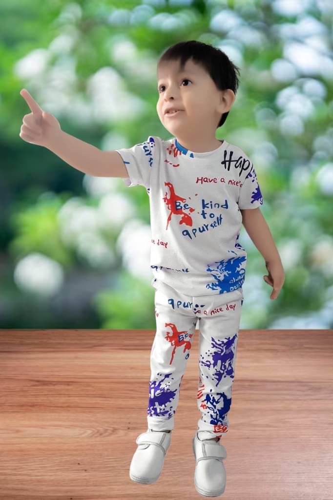     			Lakhdatar Pack of 1 Boys Cotton Blend T-Shirt & Capris Set ( White )