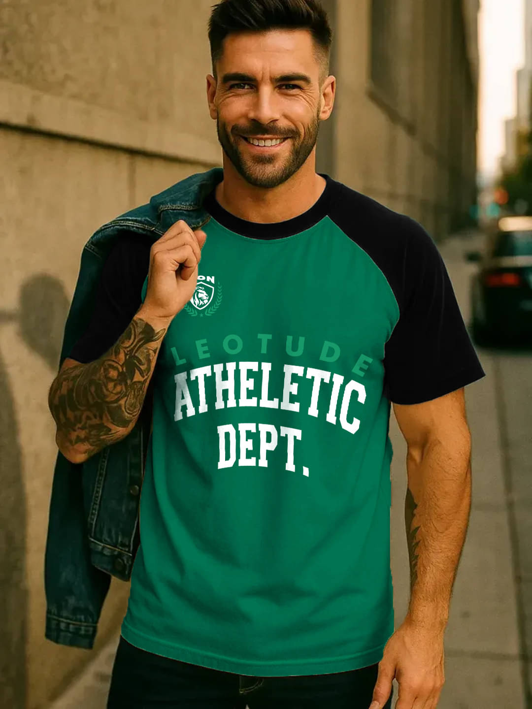 Leotude Men Cotton Blend Oversized Fit Printed T-Shirt ( Green )     			Leotude Men Cotton Blend Oversized Fit Printed T-Shirt ( Green )