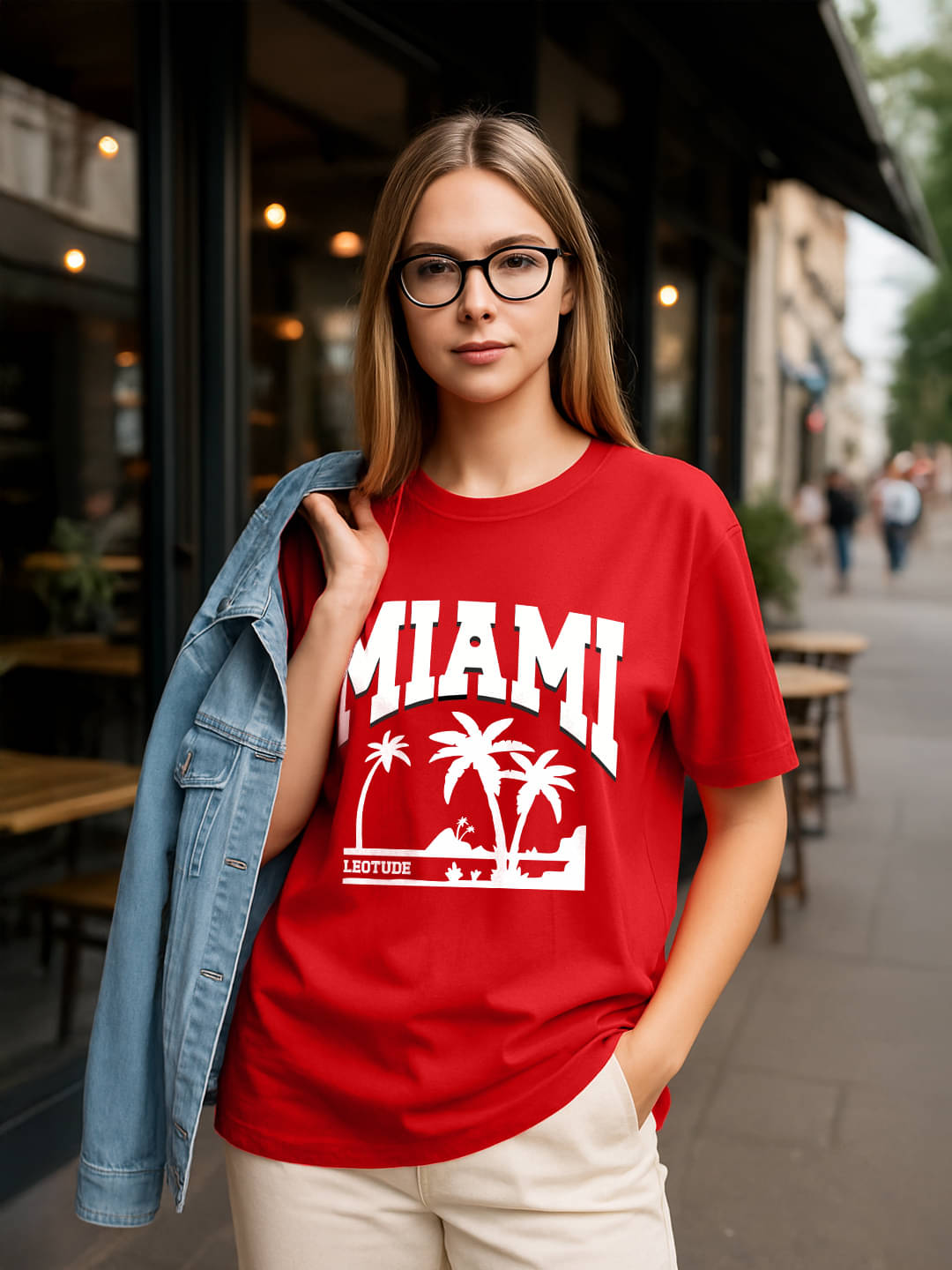 Leotude Women Cotton Blend Printed Oversized Fit Round Neck T-Shirt ( Red ) Leotude Women Cotton Blend Printed Oversized Fit Round Neck T-Shirt ( Red )