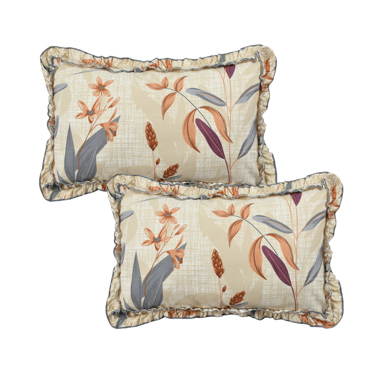 Luxmi Cotton Fabrics - Pack of 2 Poly Cotton Floral Regular Pillow Cover ( 78.74 cm(31) x 50.8 cm(20) ) - Beige Luxmi Cotton Fabrics - Pack of 2 Poly Cotton Floral Regular Pillow Cover ( 78.74 cm(31) x 50.8 cm(20) ) - Beige