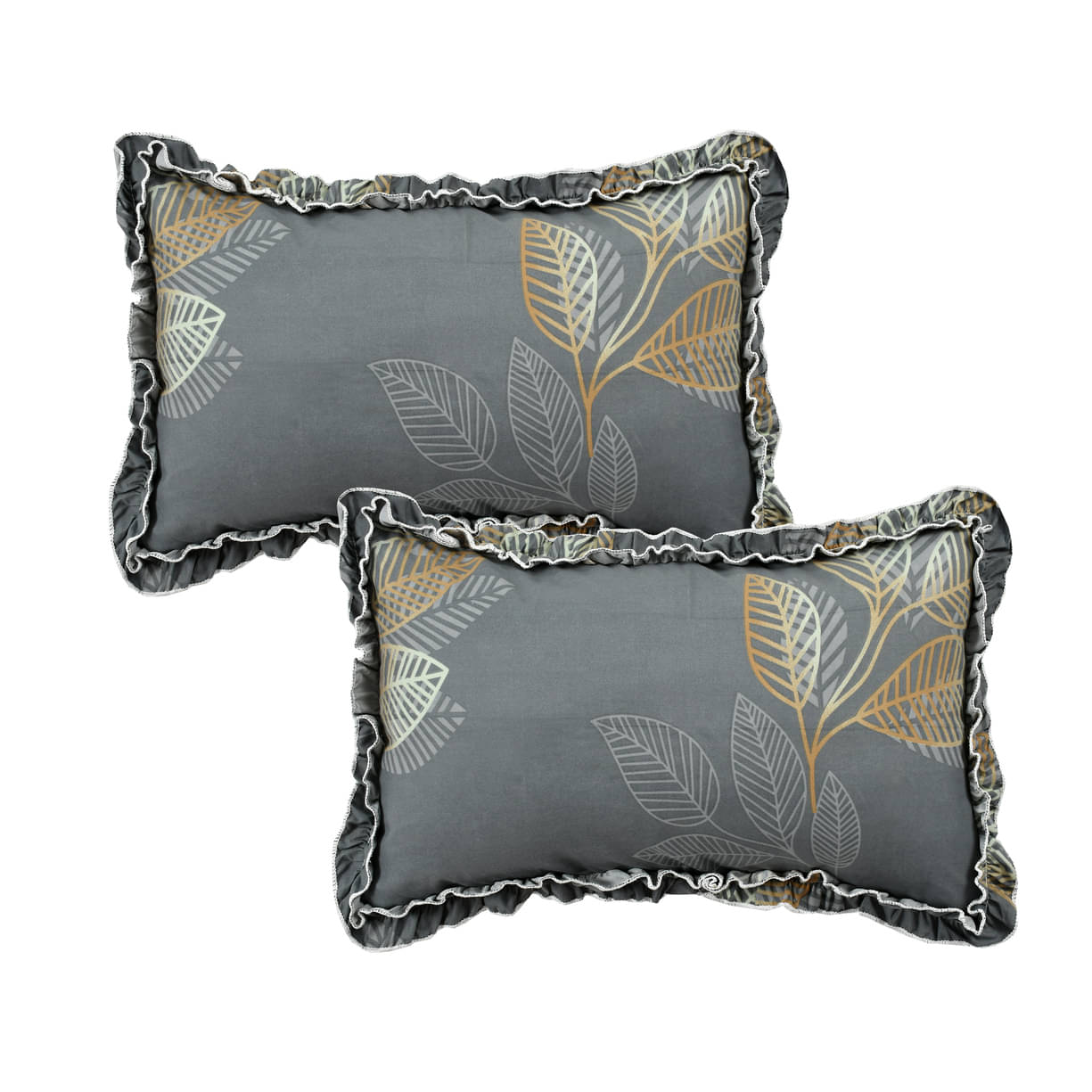 Luxmi Cotton Fabrics - Pack of 2 Poly Cotton Floral Standard Size Pillow Cover ( 68.58 cm(27) x 43.18 cm(17) ) - Grey Luxmi Cotton Fabrics - Pack of 2 Poly Cotton Floral Standard Size Pillow Cover ( 68.58 cm(27) x 43.18 cm(17) ) - Grey
