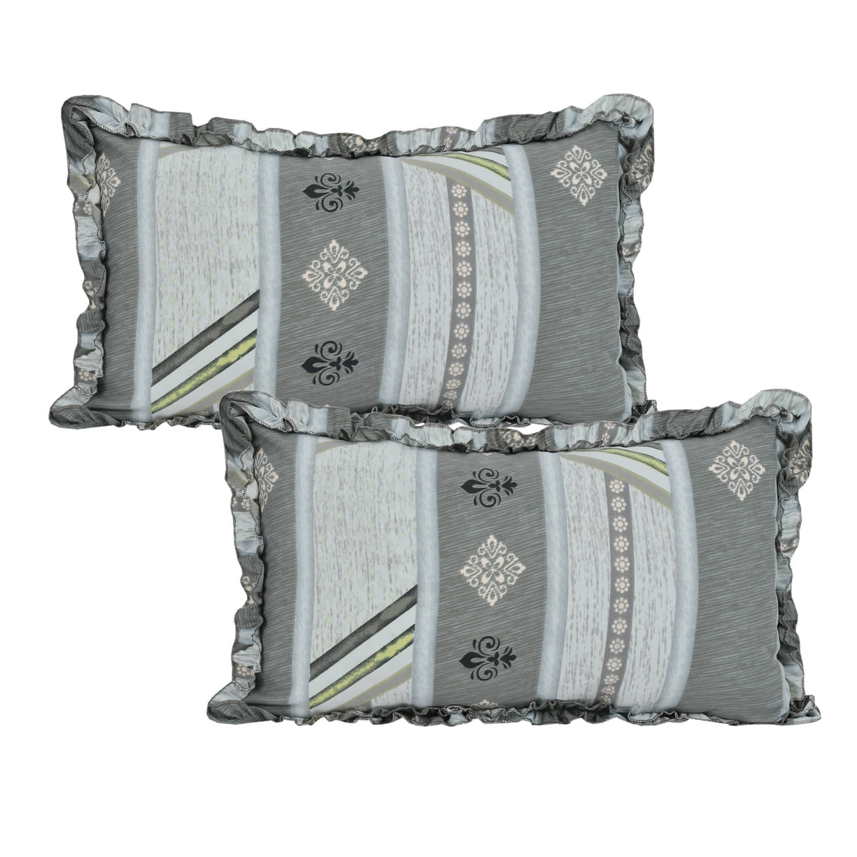 Luxmi Cotton Fabrics - Pack of 2 Poly Cotton Floral Standard Size Pillow Cover ( 68.58 cm(27) x 43.18 cm(17) ) - Gray Luxmi Cotton Fabrics - Pack of 2 Poly Cotton Floral Standard Size Pillow Cover ( 68.58 cm(27) x 43.18 cm(17) ) - Gray