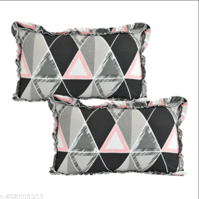     			Luxmi Cotton Fabrics - Pack of 2 Poly Cotton Geometric Standard Size Pillow Cover ( 68.58 cm(27) x 43.18 cm(17) ) - Multi