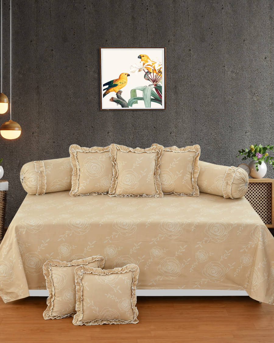 Luxmi Cotton Fabrics Poly Cotton Floral Diwan Set 8 Pcs - Multi Luxmi Cotton Fabrics Poly Cotton Floral Diwan Set 8 Pcs - Multi