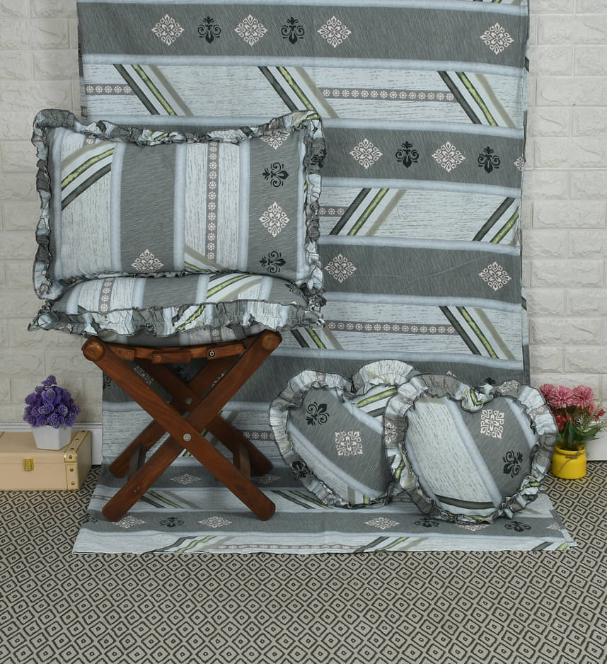 Luxmi Cotton Fabrics Poly Cotton 1 Double Bedsheet with 2 Pillow Covers ( Grey ) Luxmi Cotton Fabrics Poly Cotton 1 Double Bedsheet with 2 Pillow Covers ( Grey )