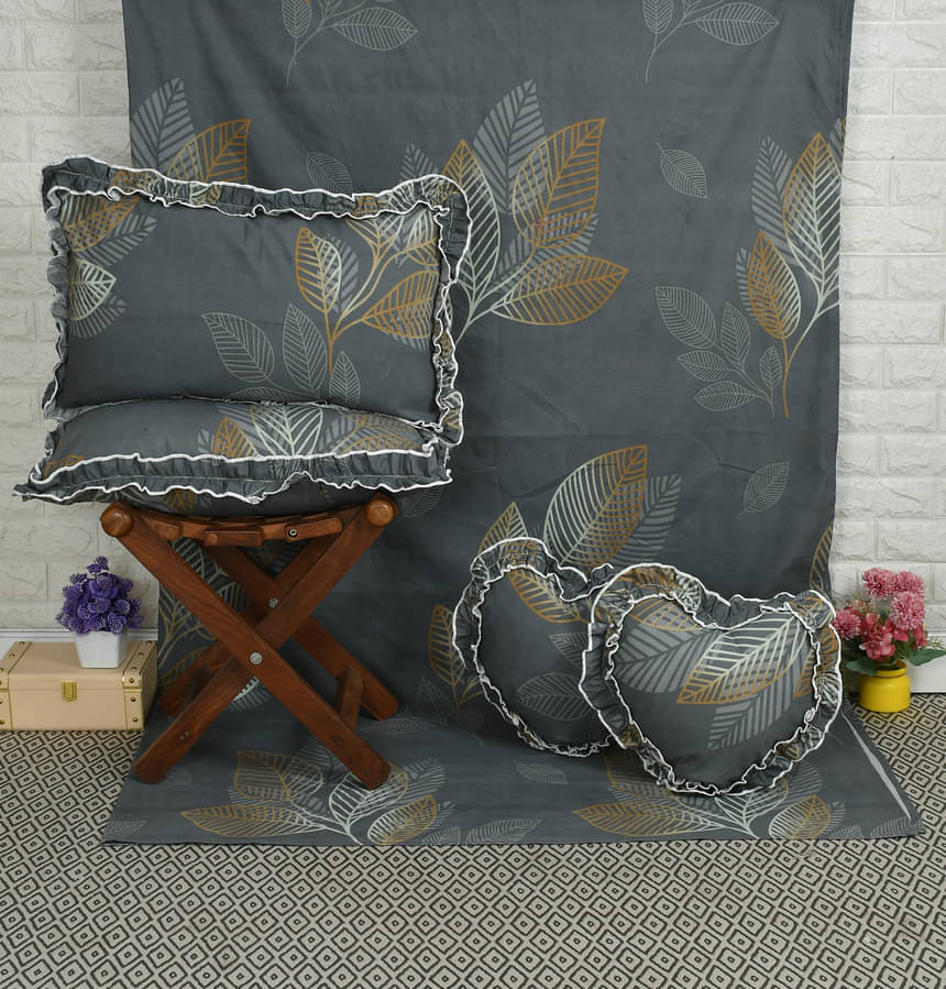 Luxmi Cotton Fabrics Poly Cotton 1 Double Bedsheet with 2 Pillow Covers ( Grey ) Luxmi Cotton Fabrics Poly Cotton 1 Double Bedsheet with 2 Pillow Covers ( Grey )