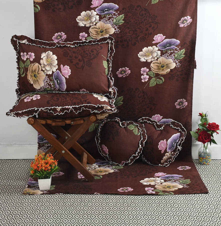 Luxmi Cotton Fabrics Poly Cotton 1 Double Bedsheet with 2 Pillow Covers ( Brown ) Luxmi Cotton Fabrics Poly Cotton 1 Double Bedsheet with 2 Pillow Covers ( Brown )