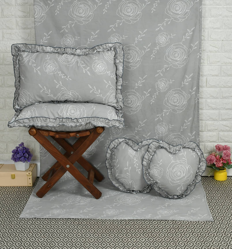 Luxmi Cotton Fabrics Poly Cotton 1 Double Bedsheet with 2 Pillow Covers ( Grey ) Luxmi Cotton Fabrics Poly Cotton 1 Double Bedsheet with 2 Pillow Covers ( Grey )