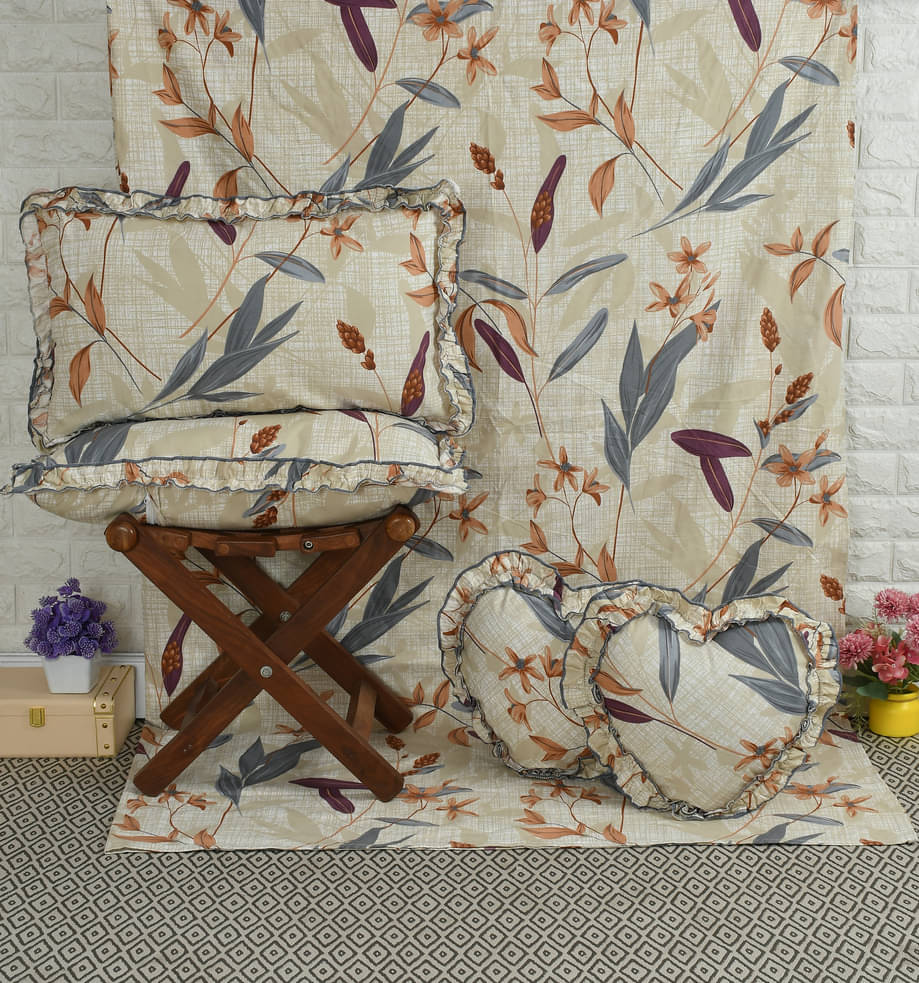 Luxmi Cotton Fabrics Poly Cotton 1 Double Bedsheet with 2 Pillow Covers ( Beige )     			Luxmi Cotton Fabrics Poly Cotton 1 Double Bedsheet with 2 Pillow Covers ( Beige )