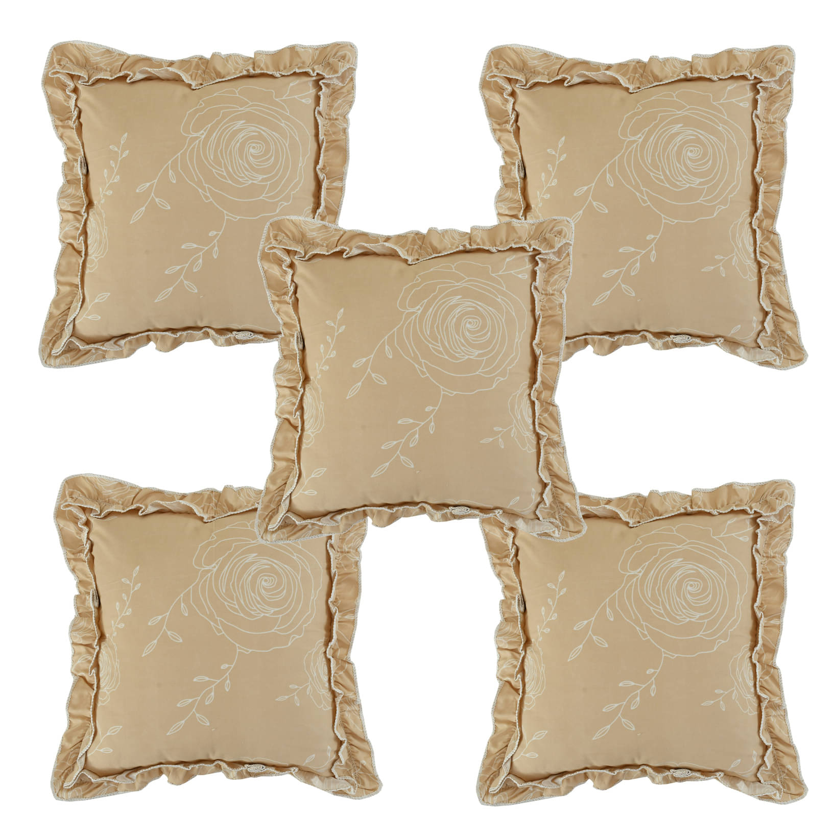     			Luxmi Cotton Fabrics Set of 5 Cotton Blend Floral Square Cushion Cover (40X40)cm - Multi