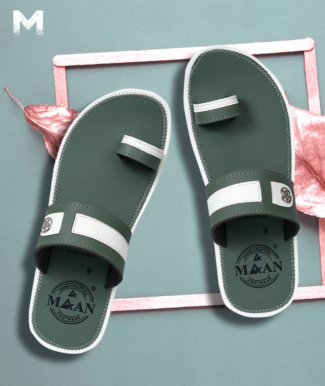     			MAAN Sea Green Men's Thong Flip Flop