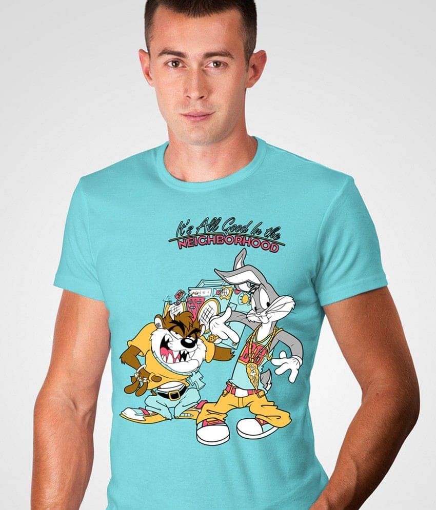     			MINUTE MIRTH Men Cotton Blend Regular Fit Printed T-Shirt ( Blue )