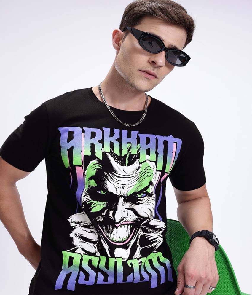     			MINUTE MIRTH Men Cotton Regular Fit Printed T-Shirt ( Black )