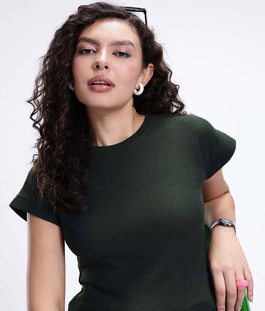 MINUTE MIRTH Women's Cotton Regular Top ( Olive )     			MINUTE MIRTH Women's Cotton Regular Top ( Olive )