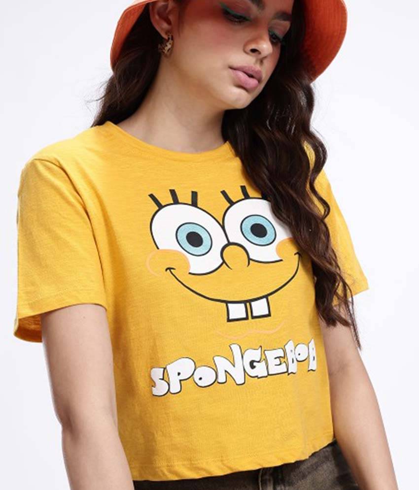 MINUTE MIRTH Women's Cotton Crop Top ( Mustard ) MINUTE MIRTH Women's Cotton Crop Top ( Mustard )