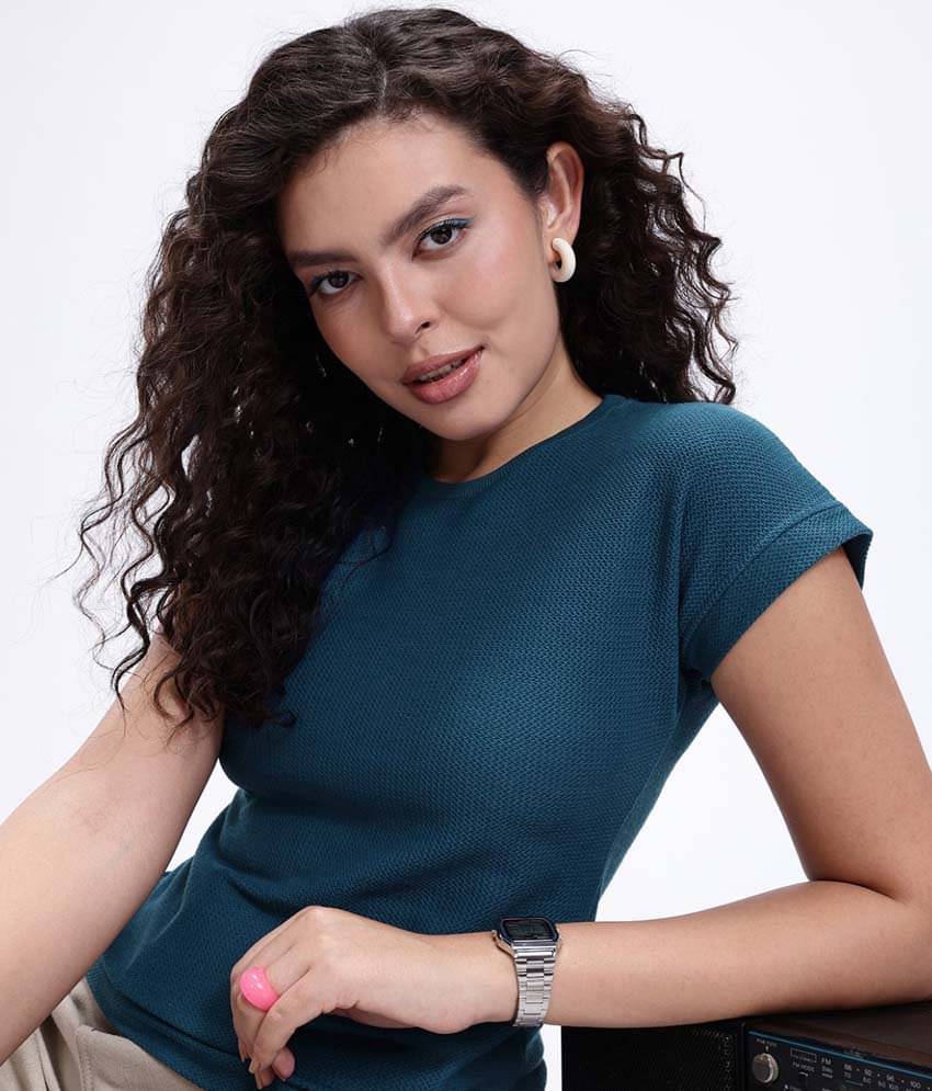 MINUTE MIRTH Women's Cotton Regular Top ( Teal )     			MINUTE MIRTH Women's Cotton Regular Top ( Teal )