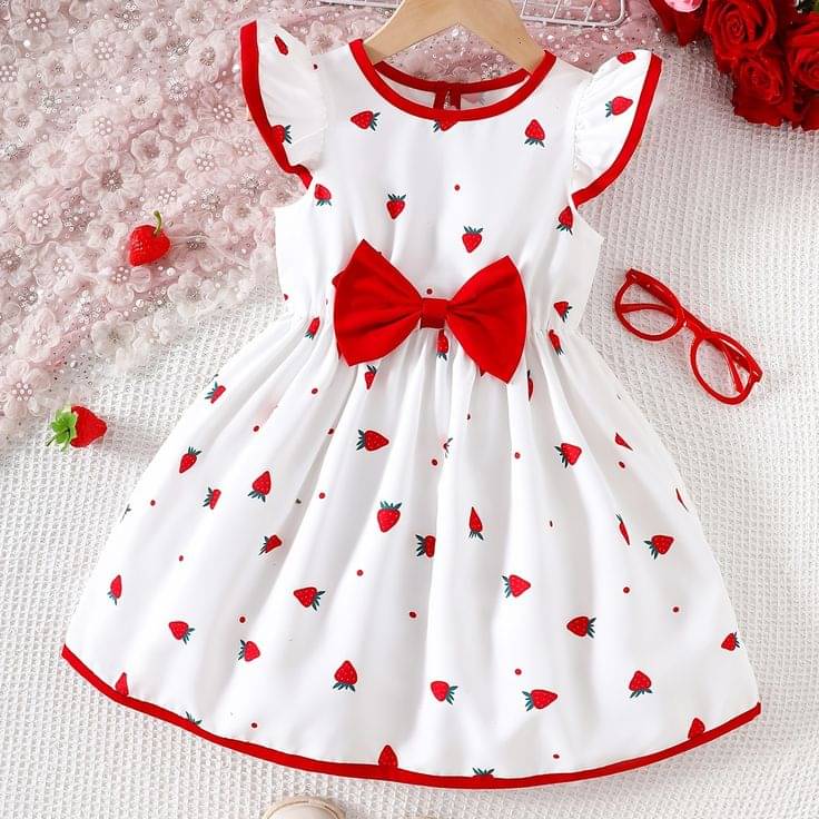 Mullick the designer Cotton Blend Frock For Girls ( Pack of 1 , White,Red ) Mullick the designer Cotton Blend Frock For Girls ( Pack of 1 , White,Red )