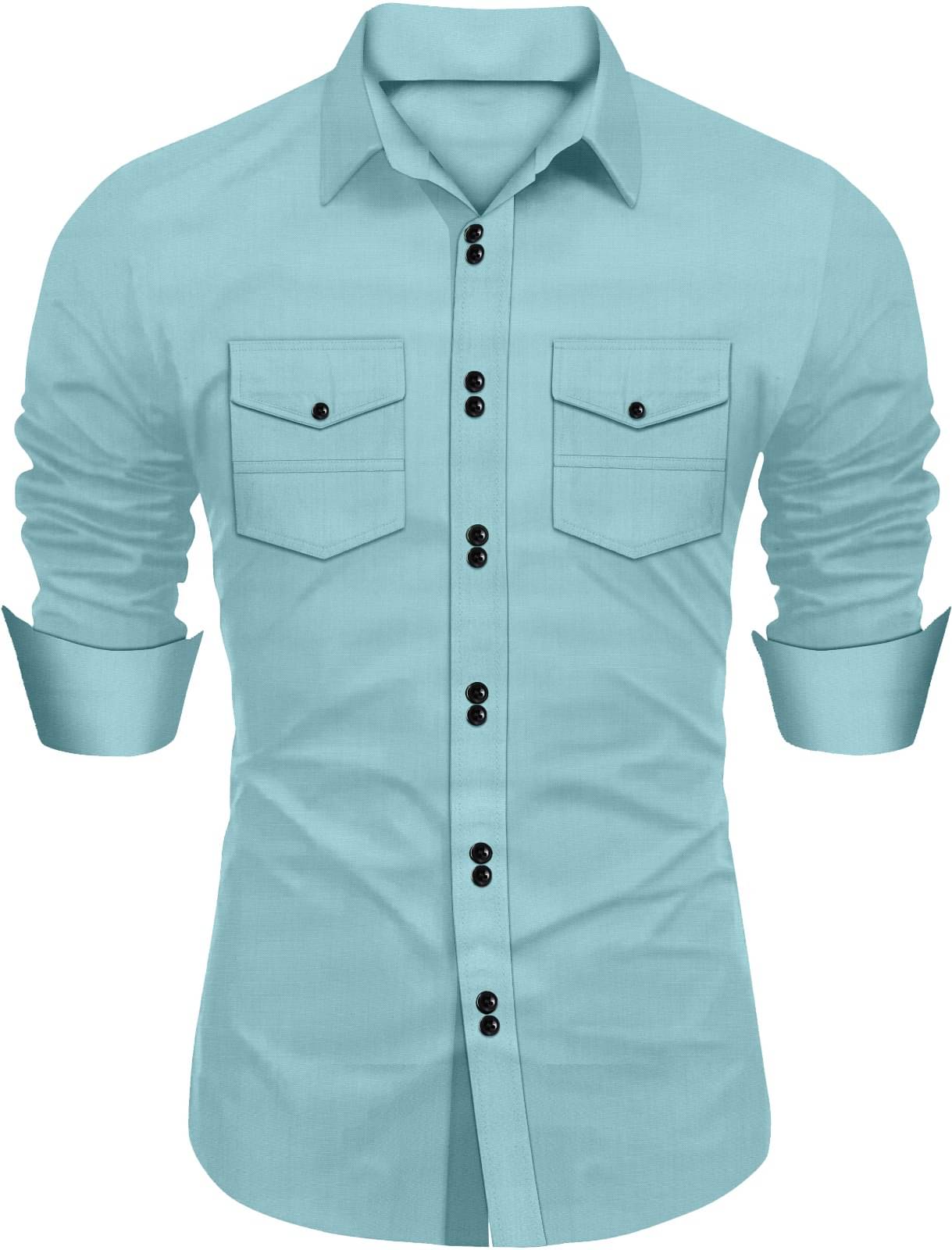     			NEXCODE Cotton Blend Regular Fit Solids Full Sleeves Men's Casual Shirt - Light Blue ( Pack of 1 )