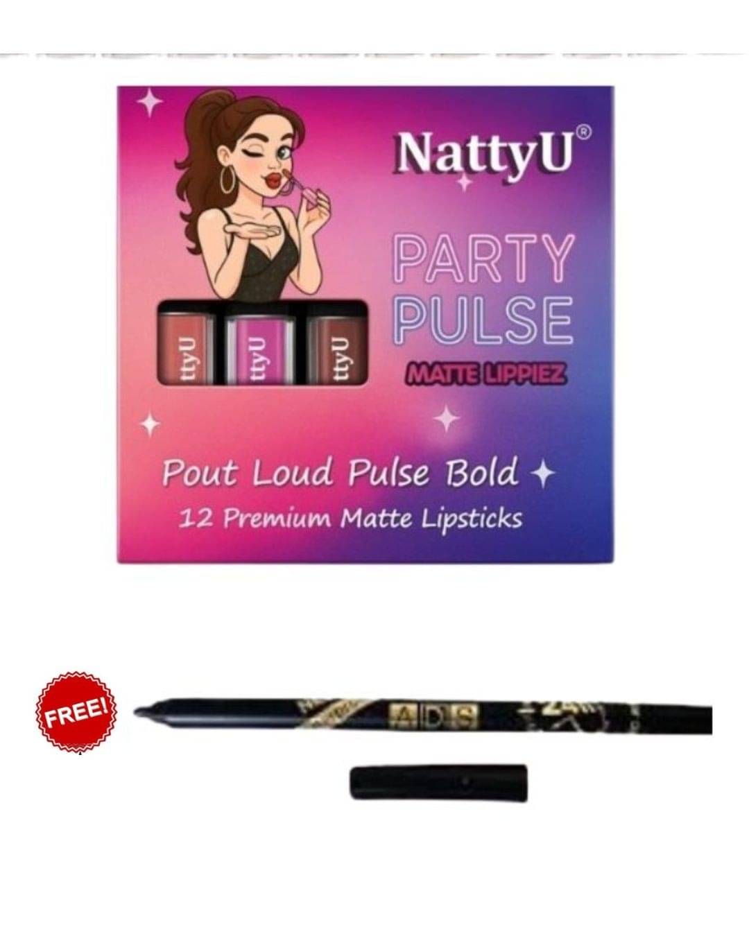     			NattyU Multi Matte Long Lasting Liquid Lipstick ( Pack of 12 )